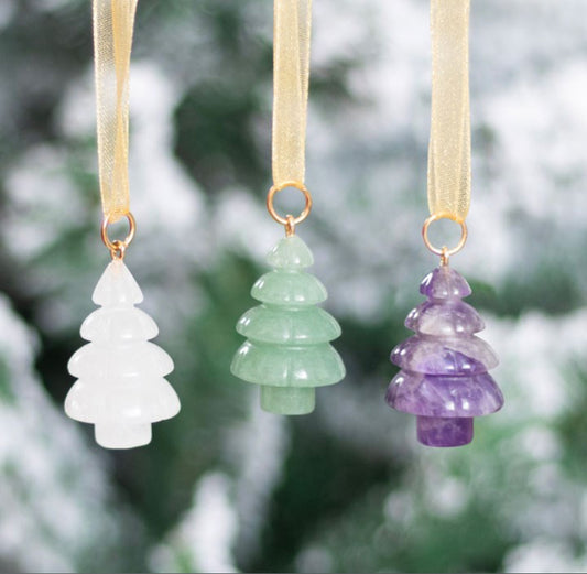 Set of 3 crystal Christmas tree decorations