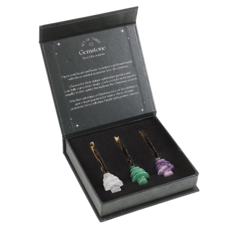 Set of 3 crystal Christmas tree decorations