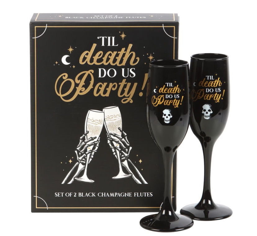 TIL DEATH DO US PARTY champagne flute set