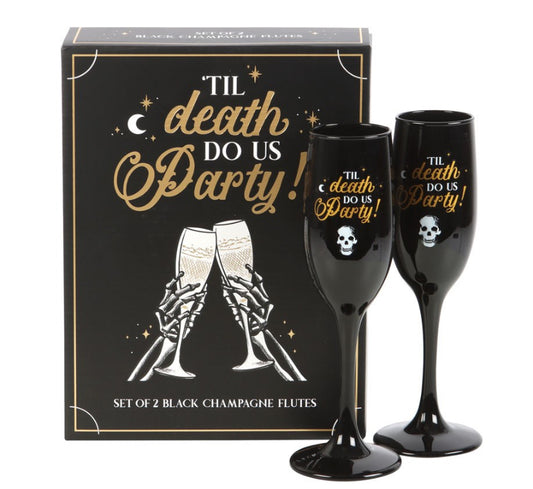TIL DEATH DO US PARTY champagne flute set