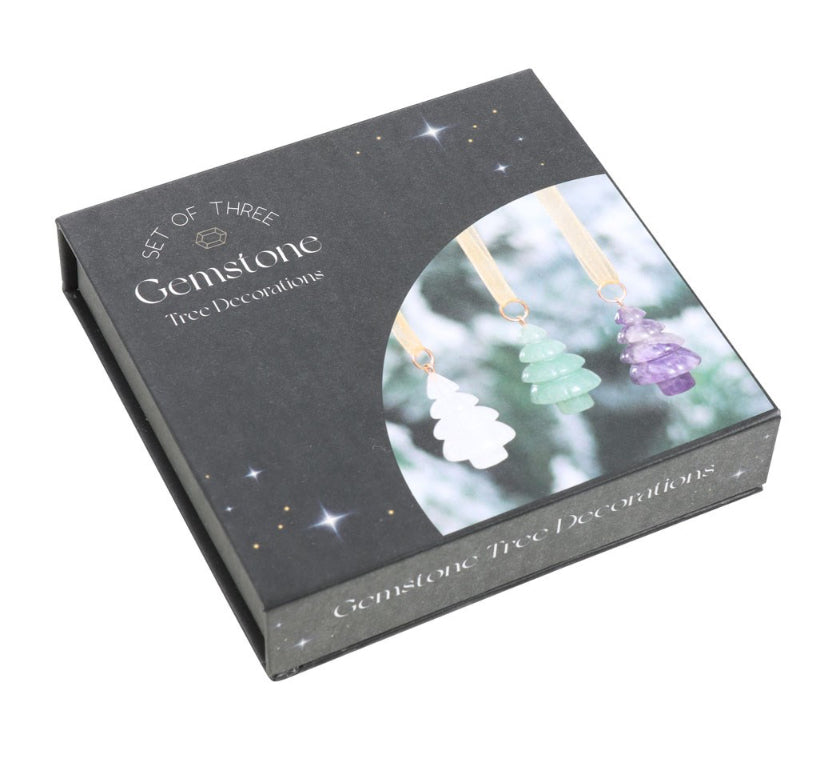 Set of 3 crystal Christmas tree decorations