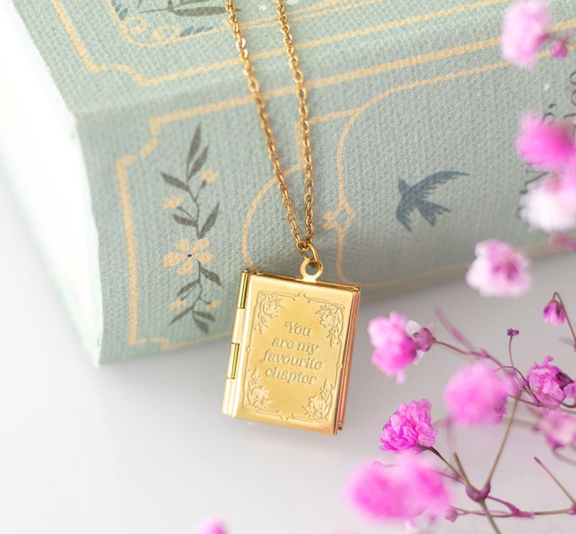 Book Shaped Locket Necklace in Gift Box