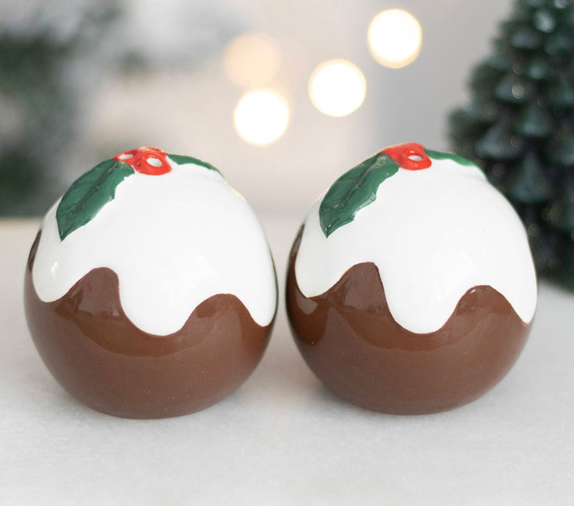 Christmas Pudding Salt and Pepper Pots